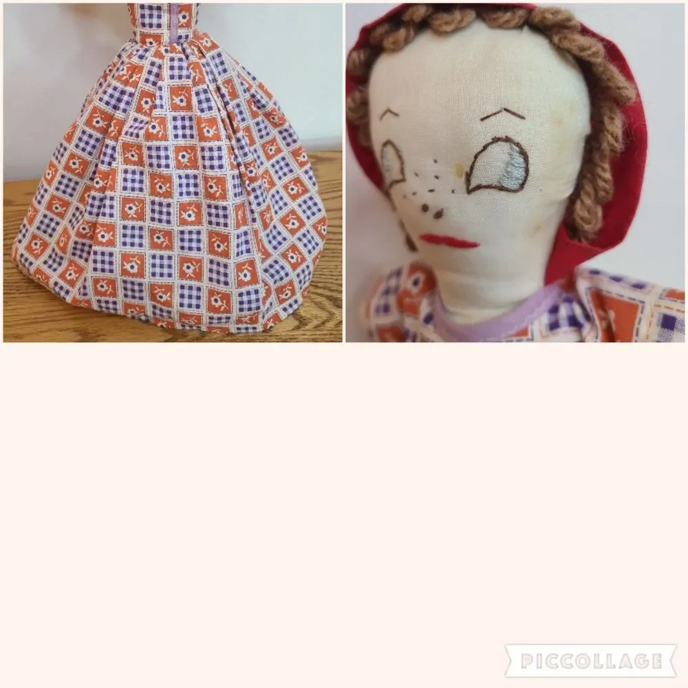 Vintage Topsy Turvy Handmade Folk Art Doll Rag Doll Two Dolls In One Primitive